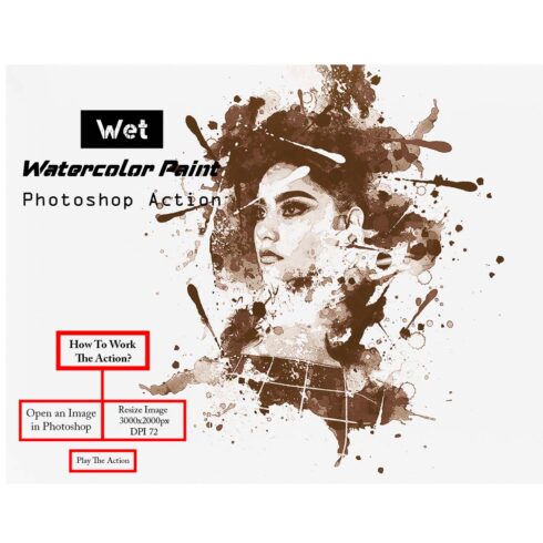 Wet Watercolor Paint Photoshop Action cover image.