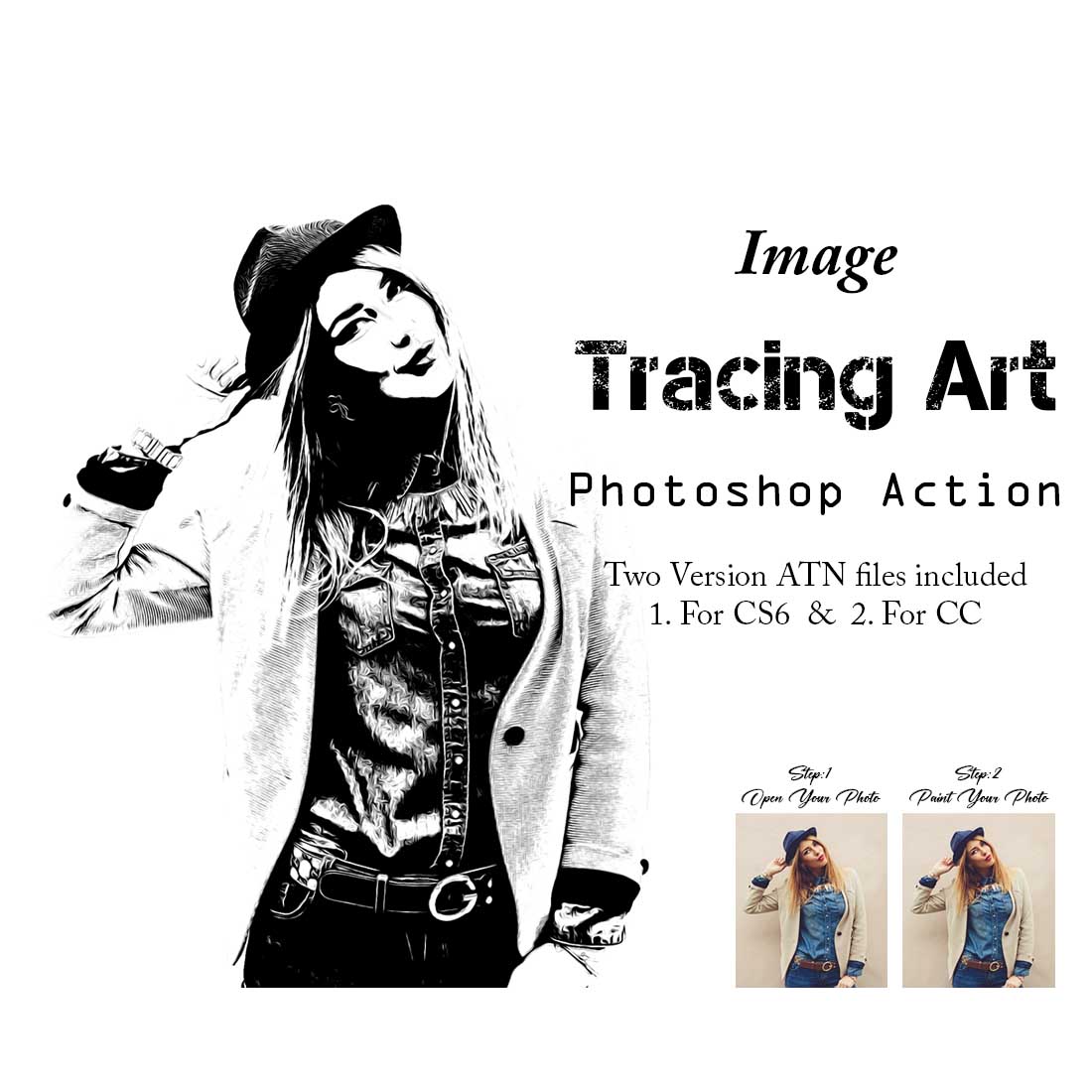 Image Tracing Art Photoshop Action cover image.