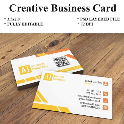Fully Editable Double Sided Visiting Card cover image.