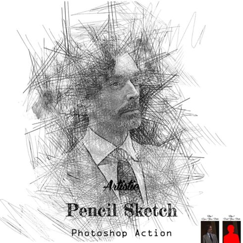 Artistic Pencil Sketch Photoshop Action cover image.