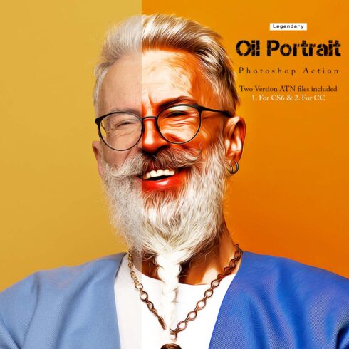 Legendary Oil Portrait Photoshop Action cover image.