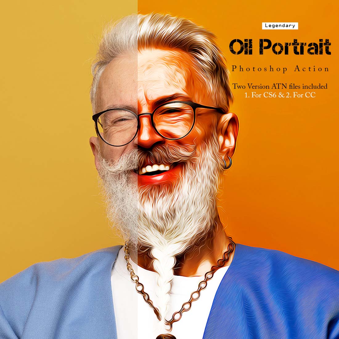 Legendary Oil Portrait Photoshop Action cover image.