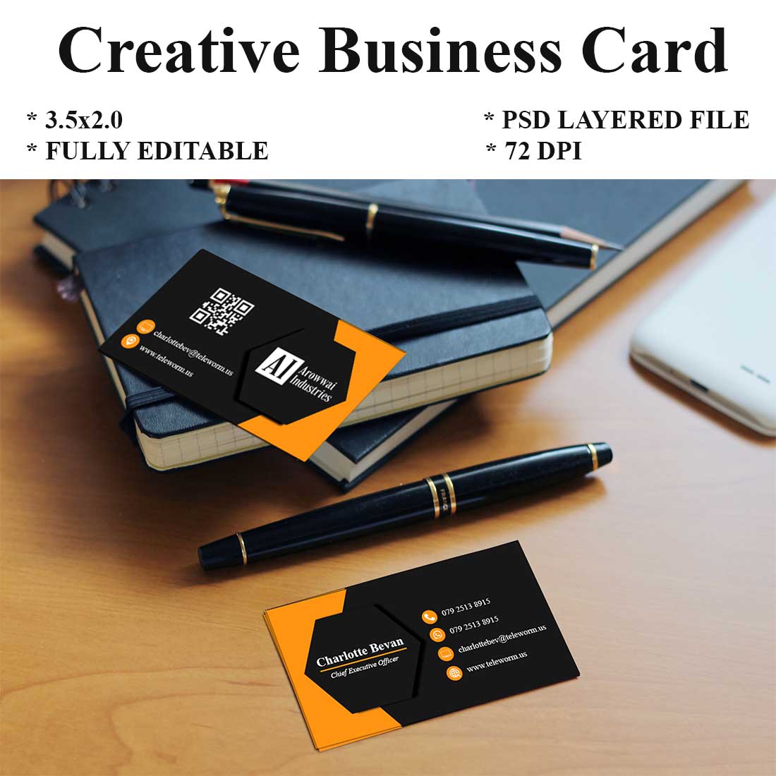 Professional Visiting Card Template preview image.