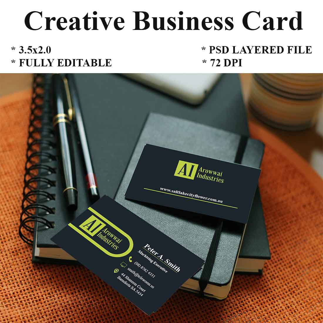 Professional Business Card Template preview image.