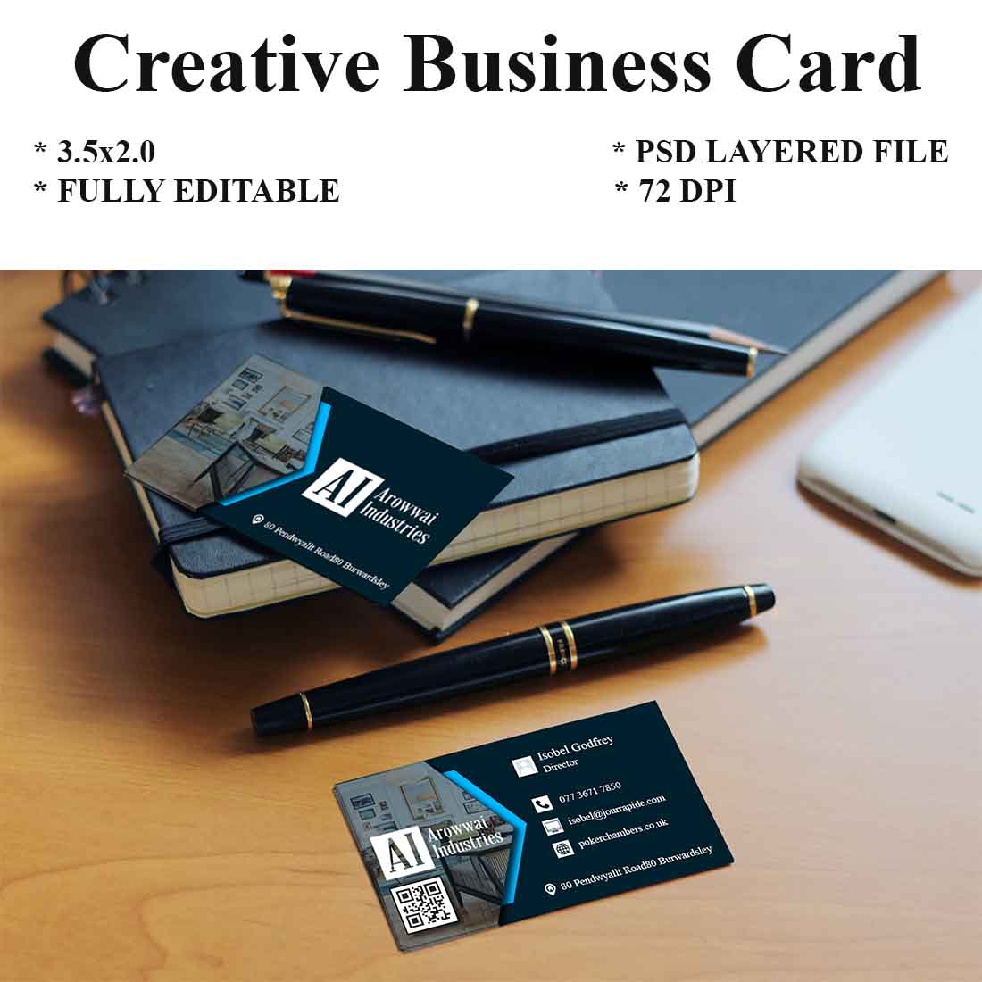 Fully Editable Creative Business Card Design preview image.