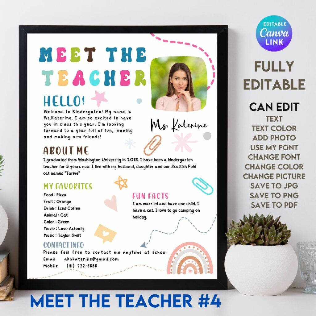 Meet The Teacher #4 – Canva Template - MasterBundles