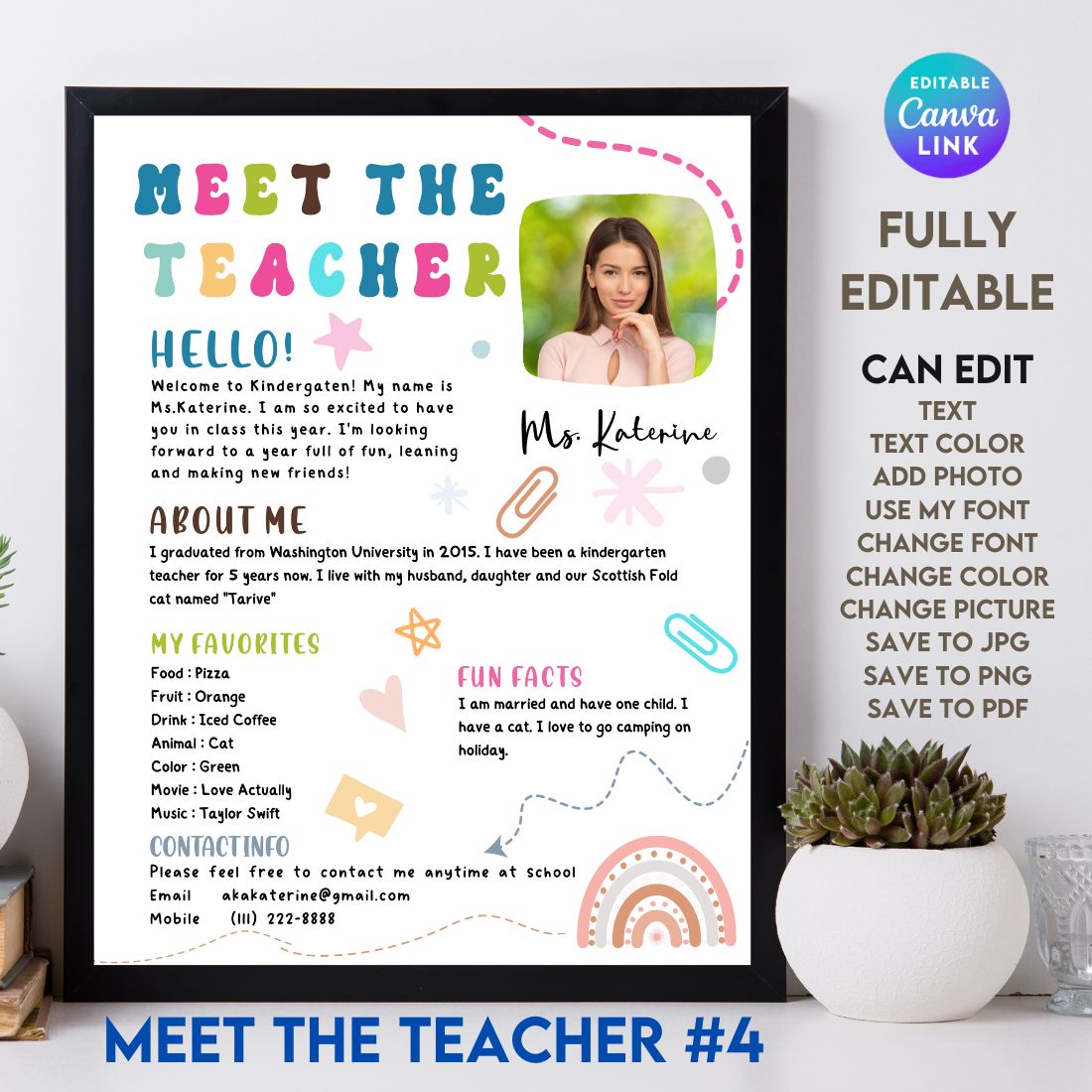 Meet The Teacher #4 – Canva Template cover image.