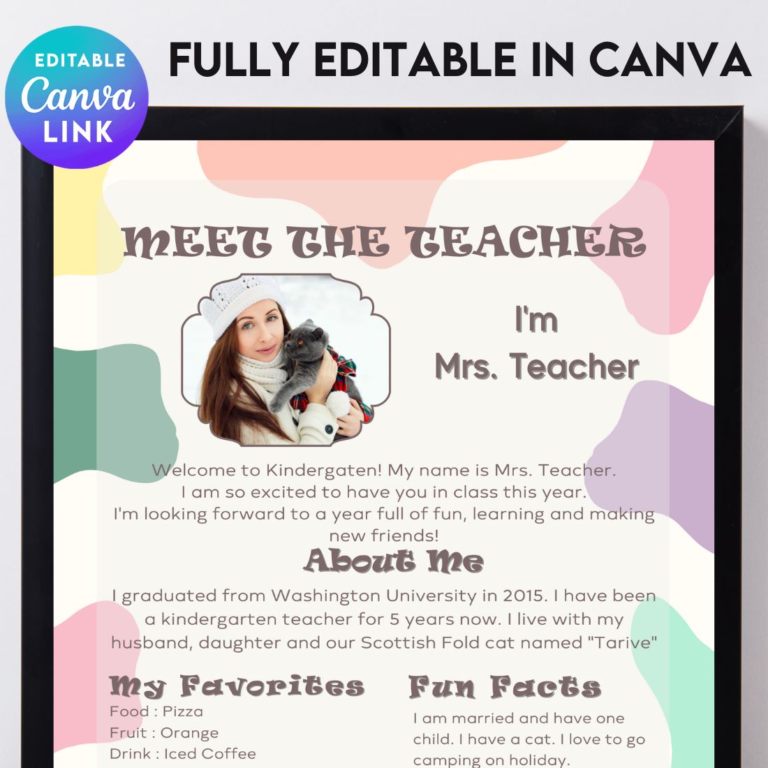 Meet The Teacher #5 – Canva Template preview image.