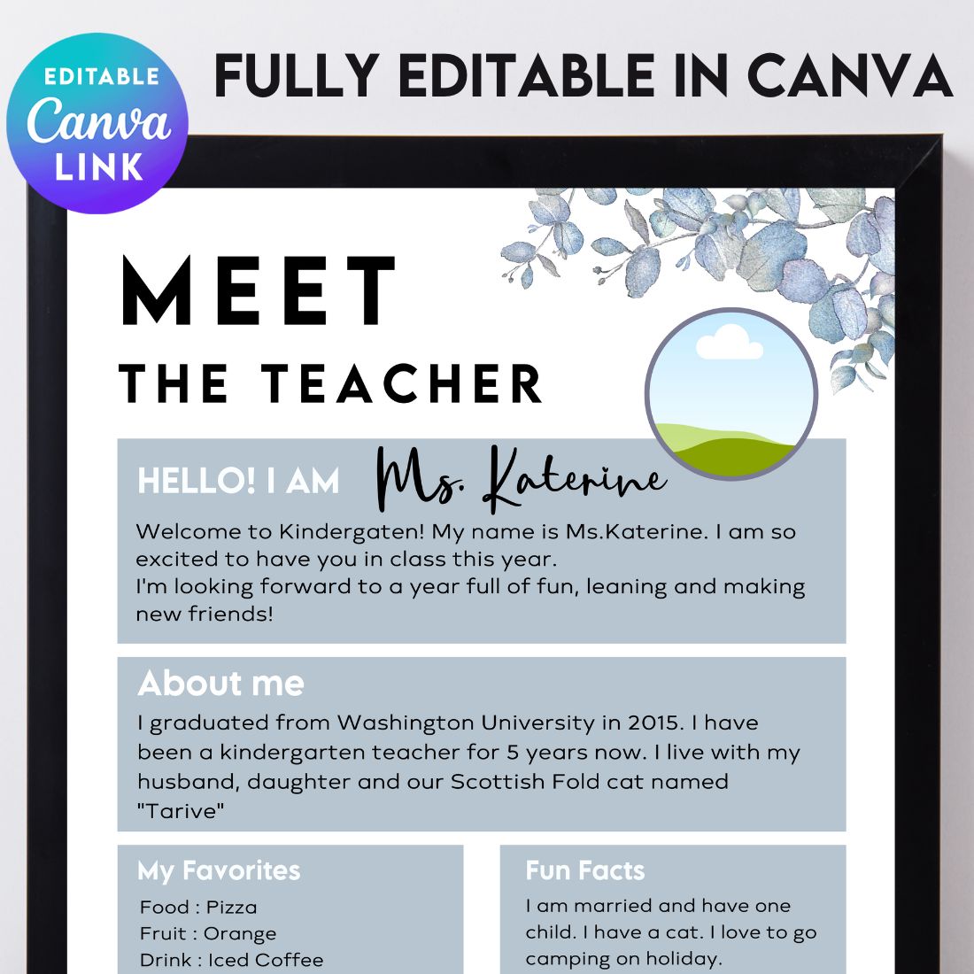 Meet the Teacher#1 - Canva Template preview image.