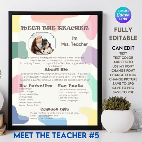 Meet The Teacher #5 – Canva Template cover image.