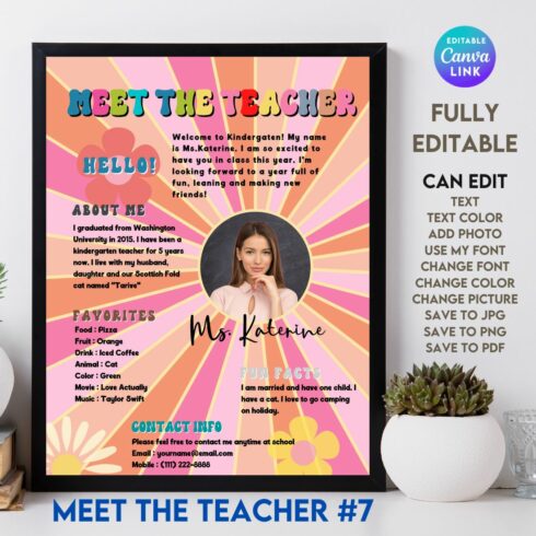 Meet The Teacher #7 – Canva Template cover image.