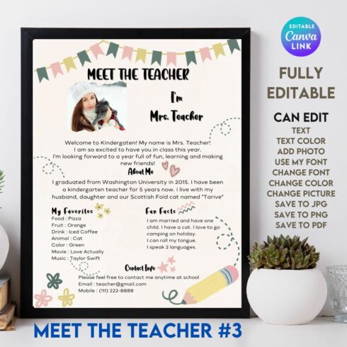Meet The Teacher #3 – Canva Template cover image.