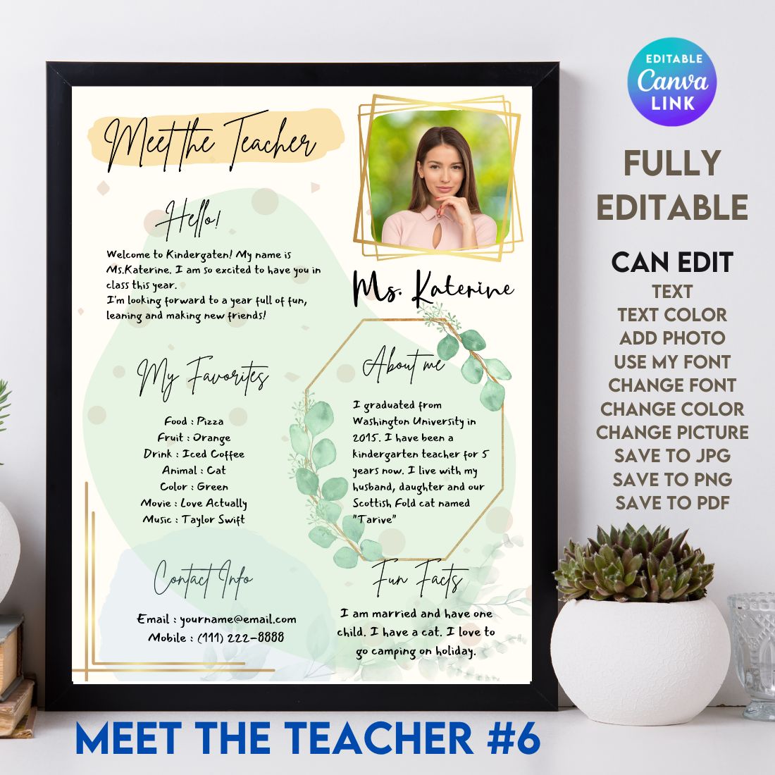 Meet The Teacher #6 – Canva Template cover image.