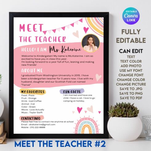 Meet the Teacher#2 - Canva Template cover image.