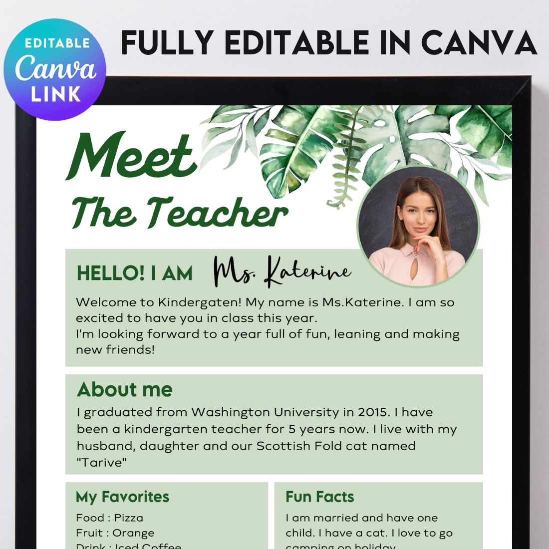 Meet The Teacher #8 – Canva Template preview image.