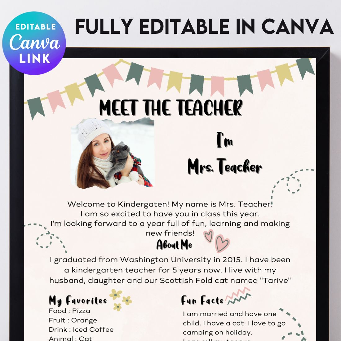 Meet The Teacher #3 – Canva Template preview image.