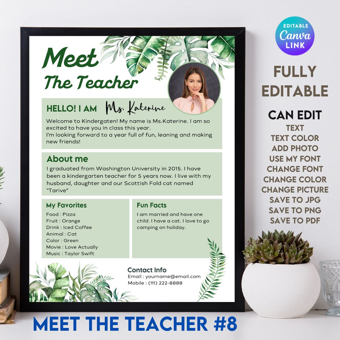 Meet The Teacher #8 – Canva Template cover image.