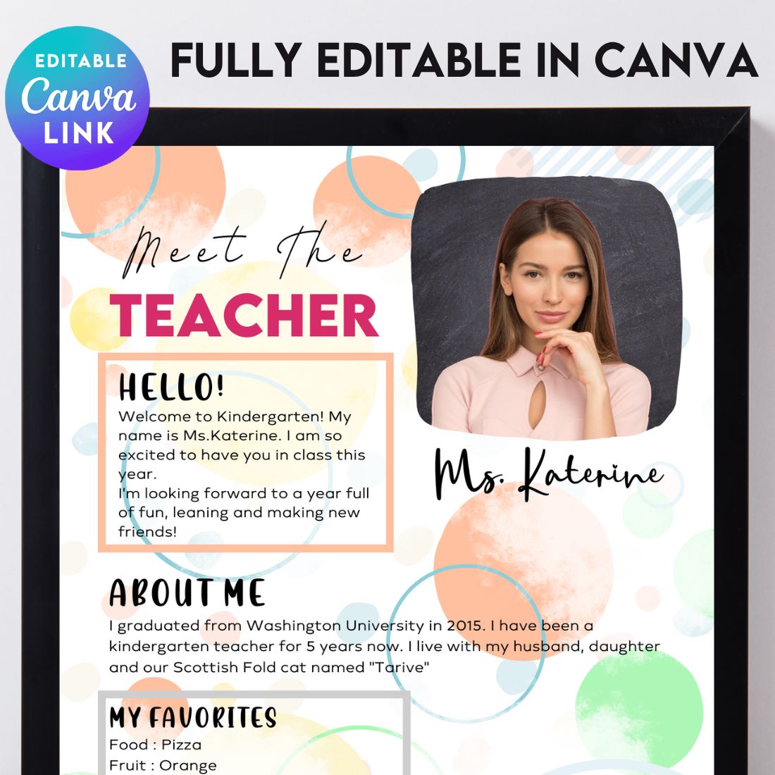 Meet The Teacher #10 – Canva Template preview image.