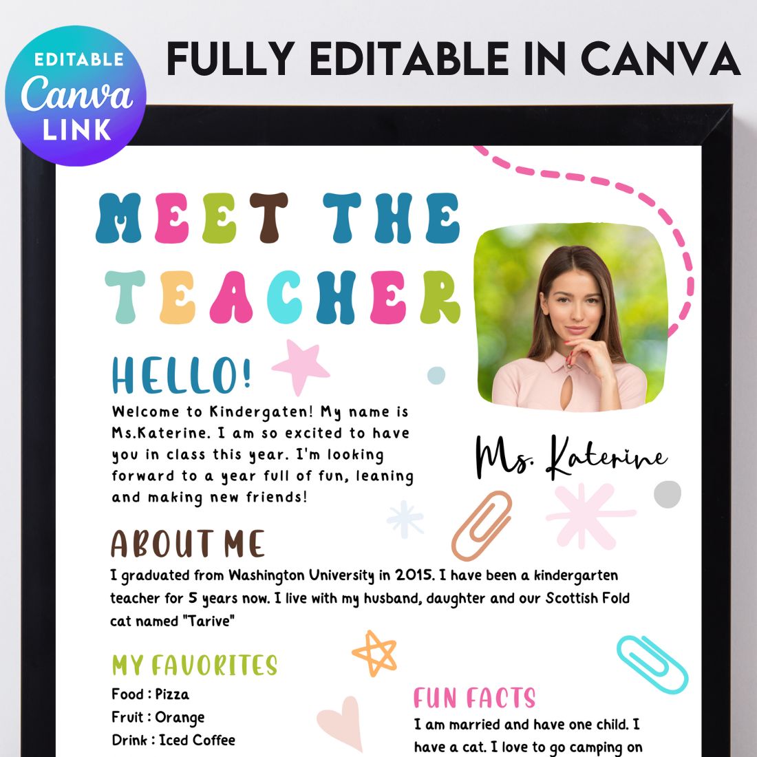 Meet The Teacher #4 – Canva Template preview image.