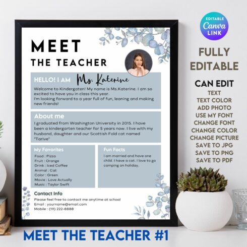 Meet the Teacher#1 - Canva Template cover image.