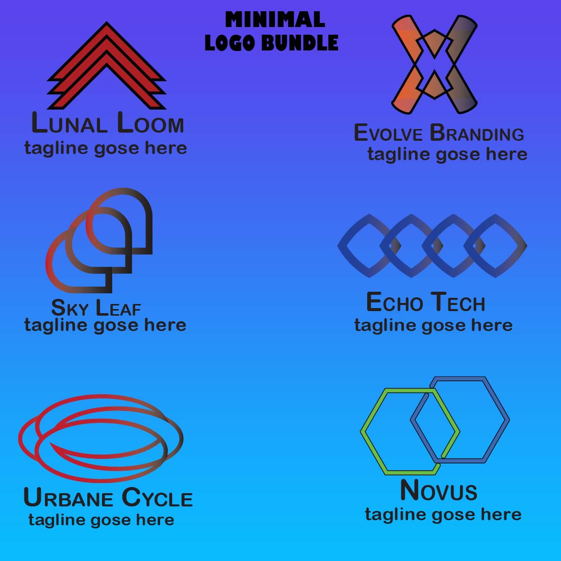 6 Minimilist logos bundle cover image.