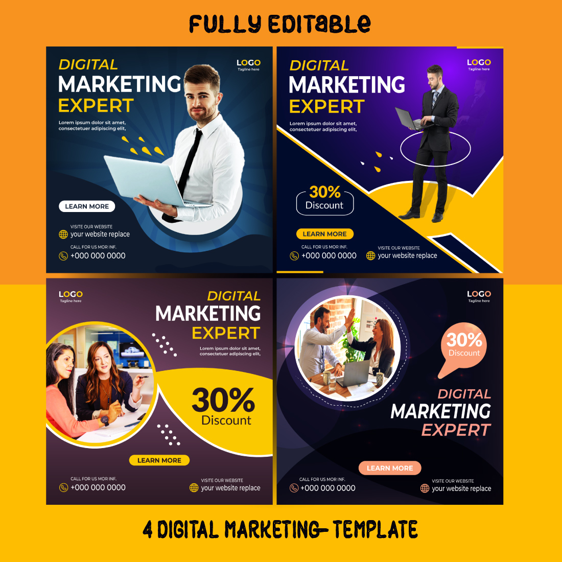 Social media post design Digital marketing agency template and corporate banner template preview image.