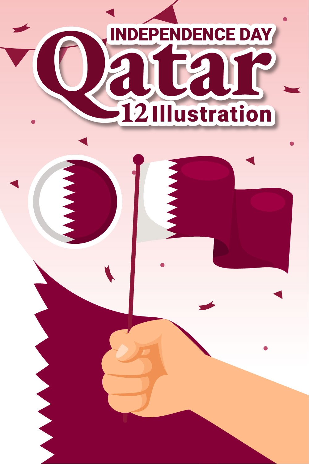 12 Qatar Independence Day Illustration pinterest preview image.