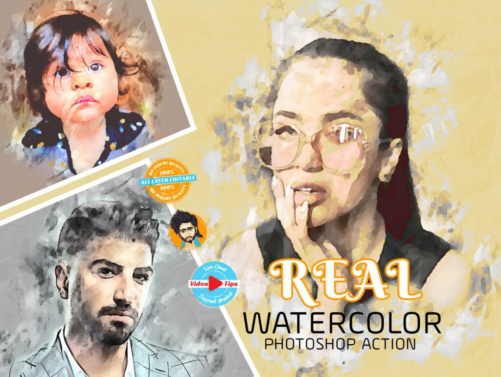 Real Watercolor Photoshop Action - MasterBundles