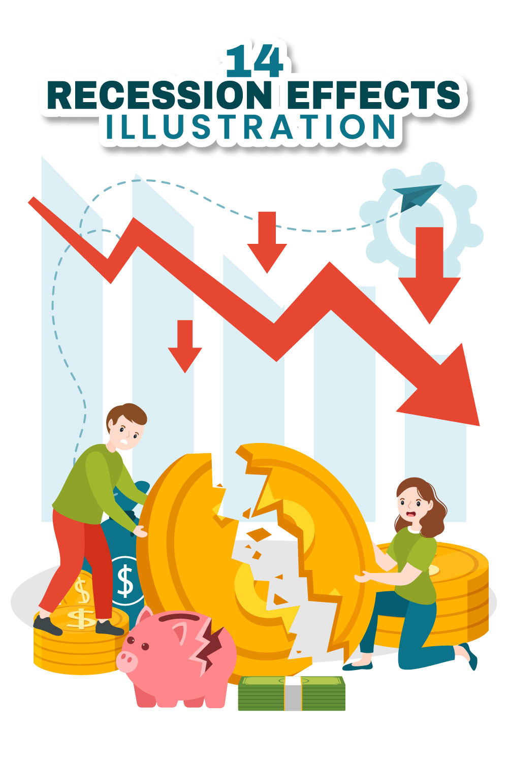 14 Recession Effects Vector Illustration pinterest preview image.