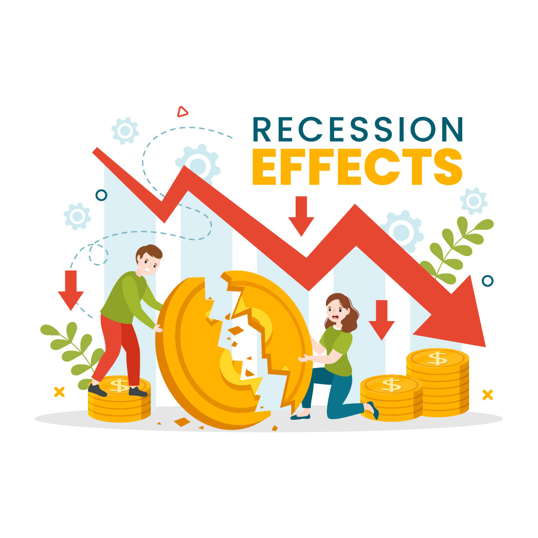 14 Recession Effects Vector Illustration preview image.