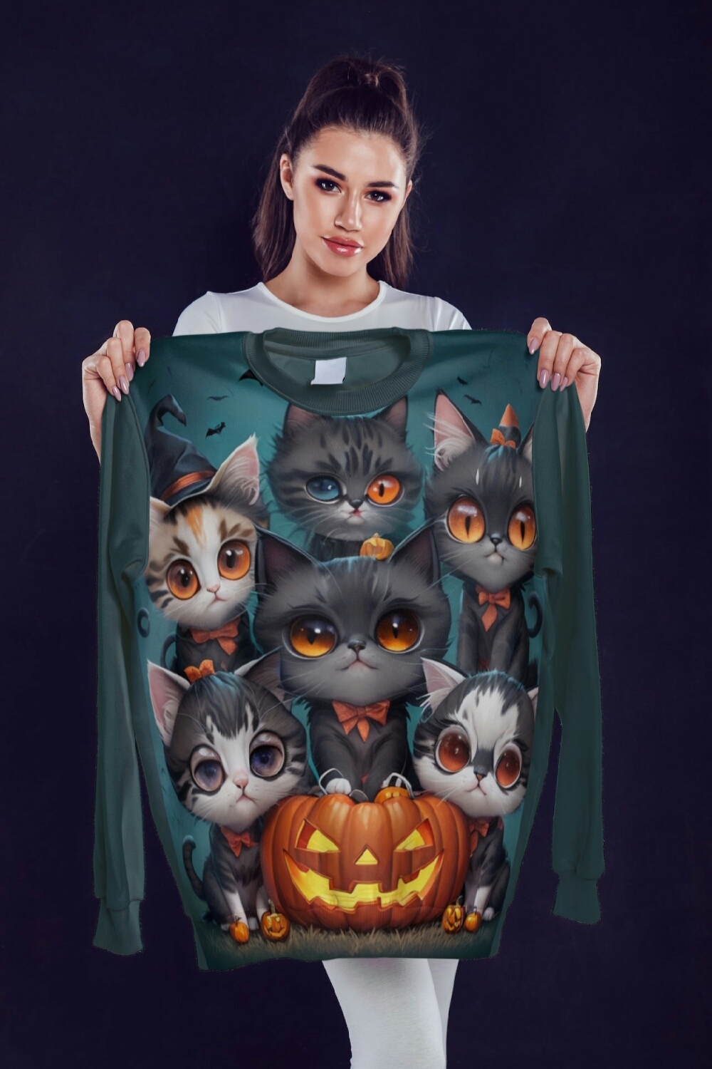 Purrfectly Scary - Halloween Kittens T-Shirt Graphic pinterest preview image.