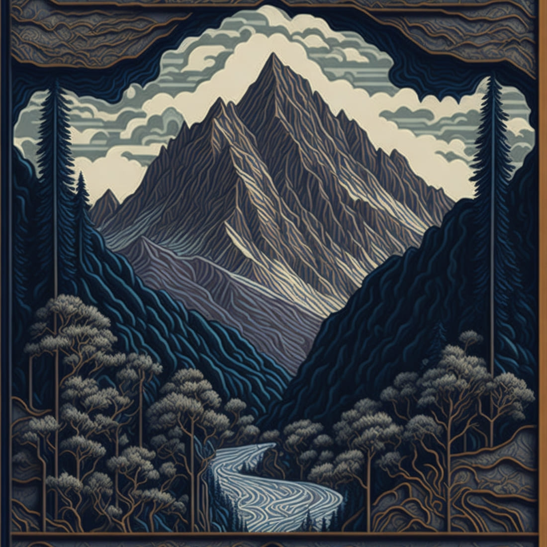 Retro Mountain Outline and shades of Art cover image.