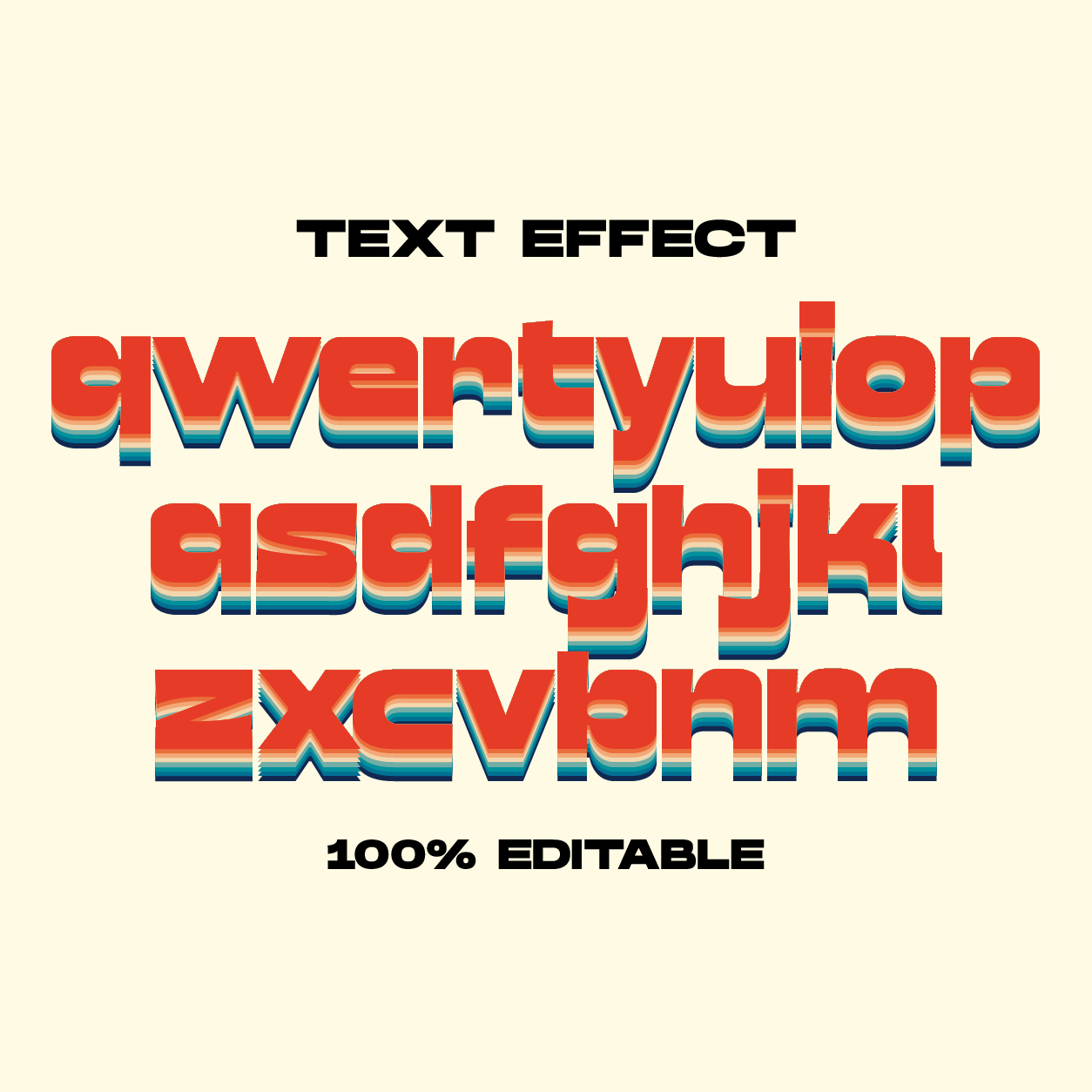 Retro Text Effect Editable Adobe Illustrator Text Effect preview image.