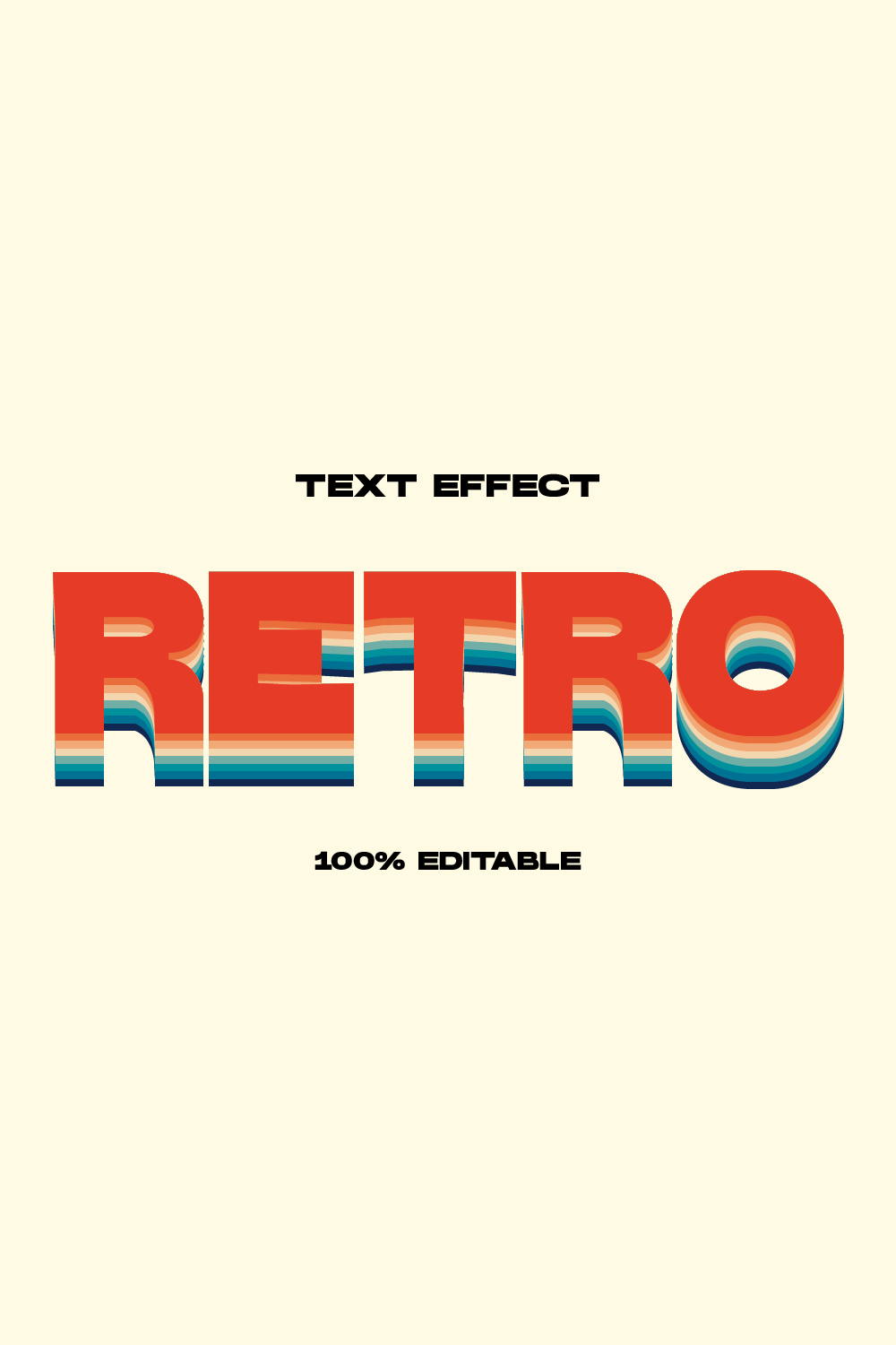 Retro Text Effect Editable Adobe Illustrator Text Effect pinterest preview image.