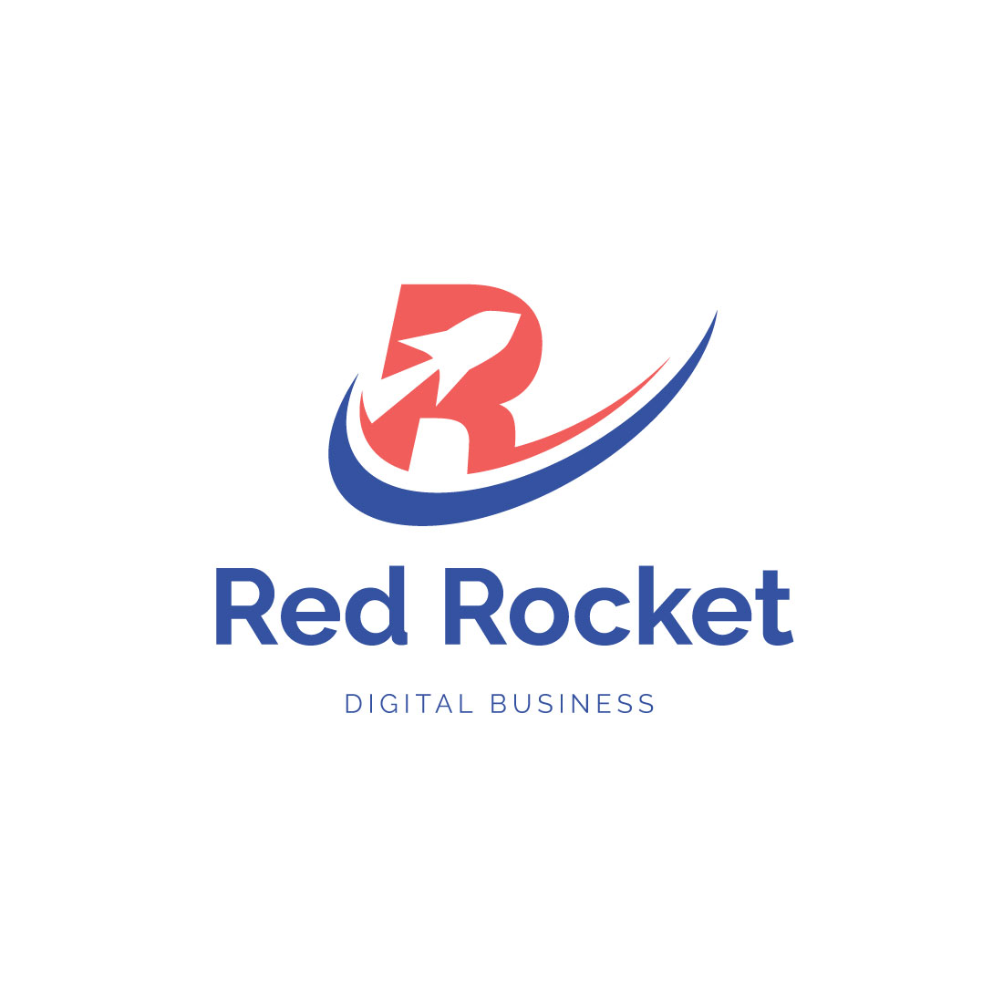 Initial Letter R with rocket logo design preview image.