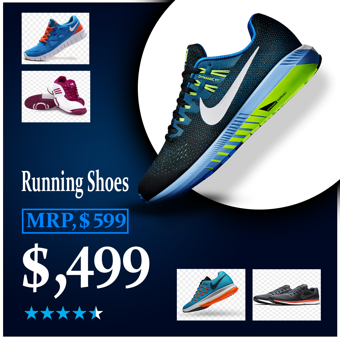 RUNNING SHOES SOCIAL MEDIA POSTER DESIGN preview image.
