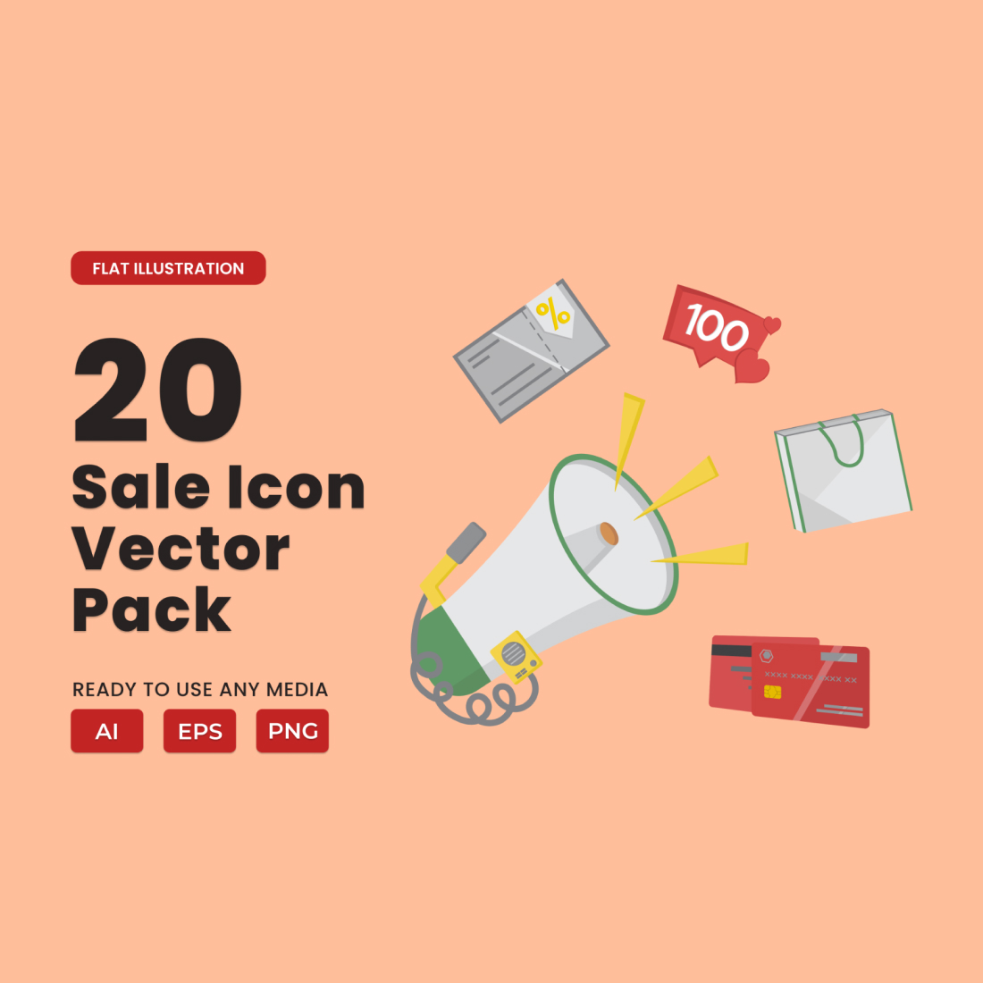 Sale 2D Icon Illustration Set preview image.