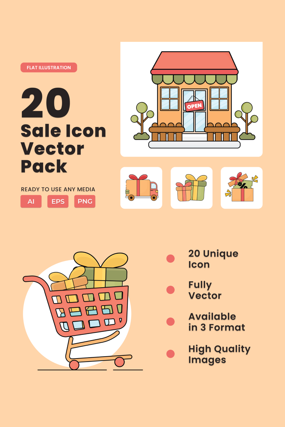 Sale 2D Icon Illustration Set Vol 3 pinterest preview image.