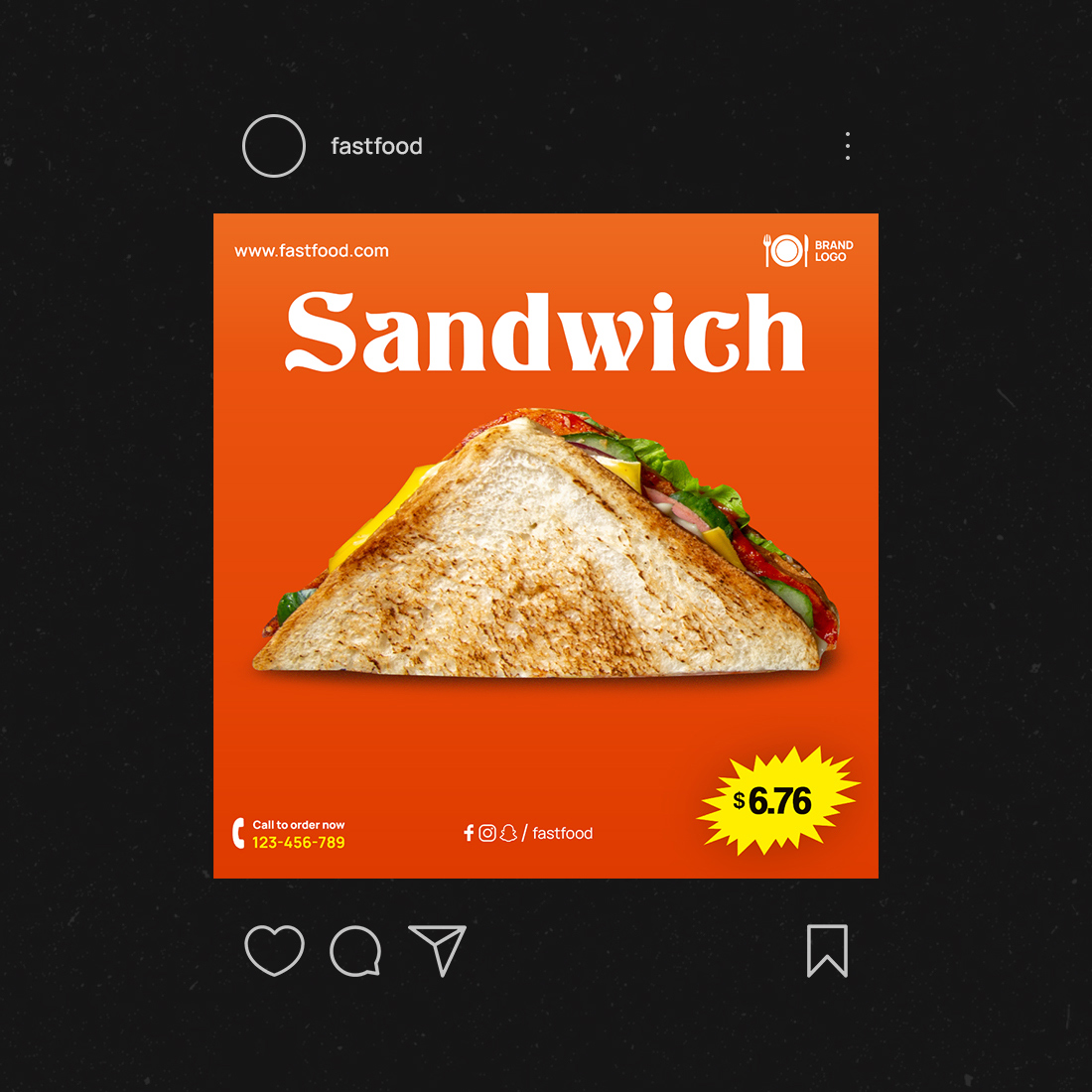 Delicious Sandwich High-Resolution Social Media Banner Template preview image.