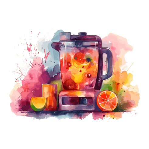 Blender Grinder mixer watercolor painting art illustration on white background cover image.