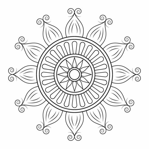 Simple Floral Mandala Design Template SVG, Ai, EPS, PDF, JPG, PNG, File cover image.