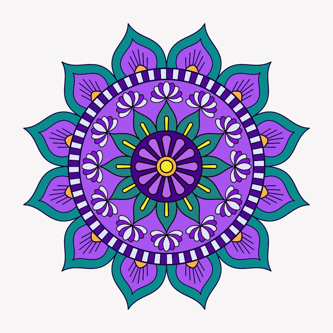 Simple Ornamental Mandala Design Coloring Book cover image.