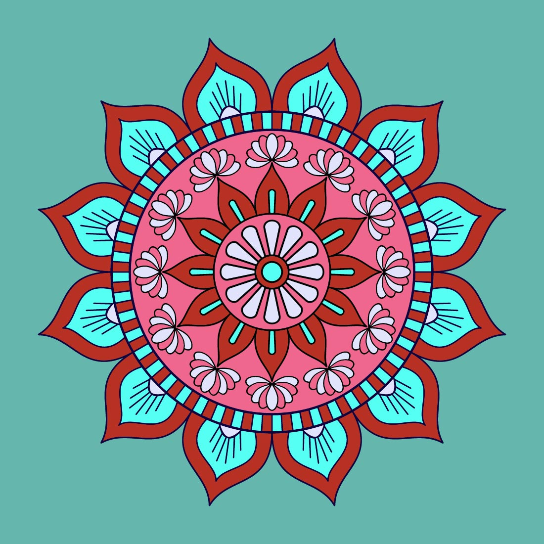 Bundle of 100 Mandalas Coloring Book Page