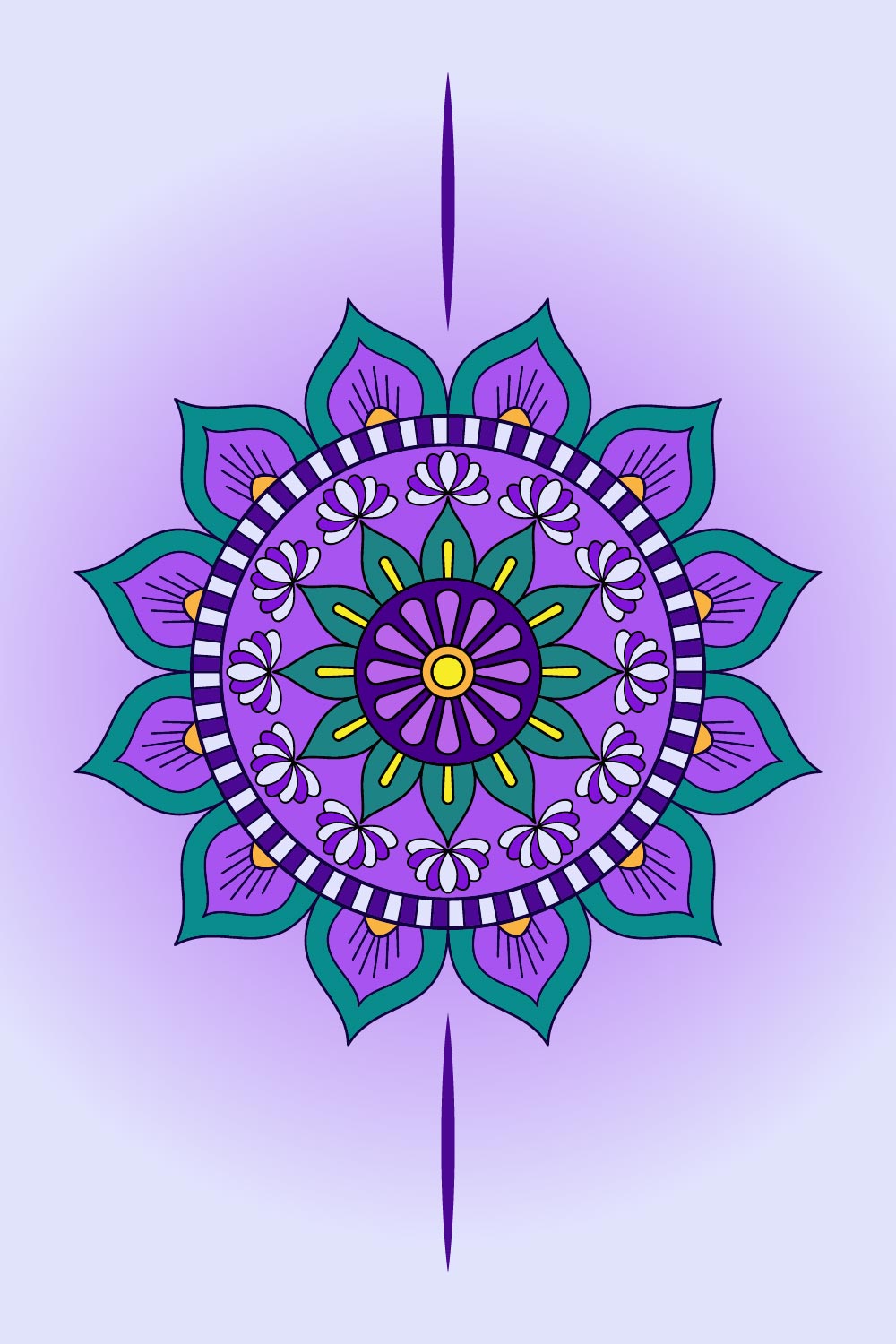 Simple Ornamental Mandala Design Coloring Book pinterest preview image.