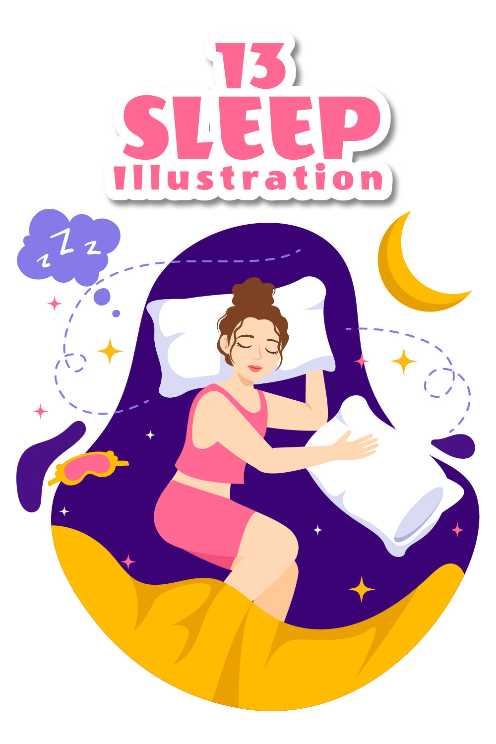 13 Sleep and Sweet Dreams Vector Illustration pinterest preview image.