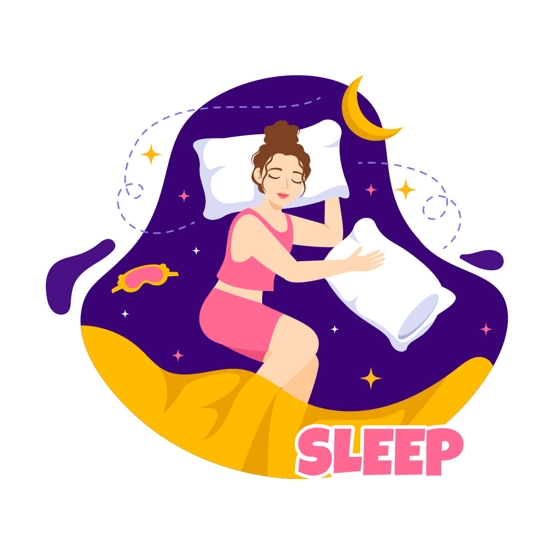 13 Sleep and Sweet Dreams Vector Illustration preview image.