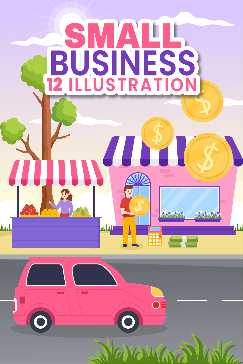 12 Small Business Loan Illustration pinterest preview image.