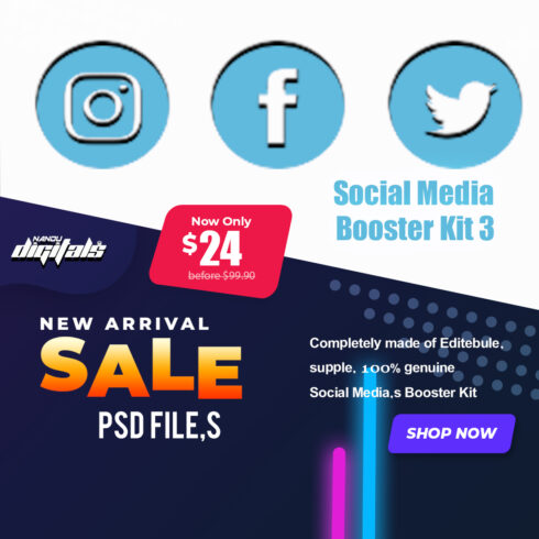 3 Brand Social Media Booster Kit Templates Bundle cover image.