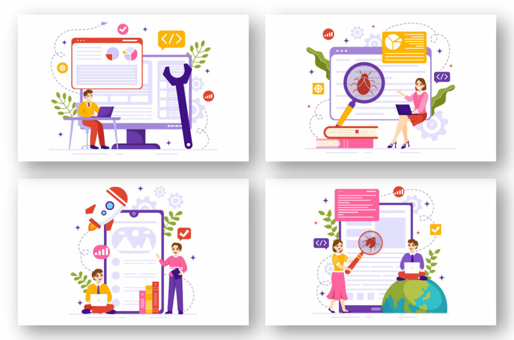 12 Software Testing Vector Illustration - MasterBundles