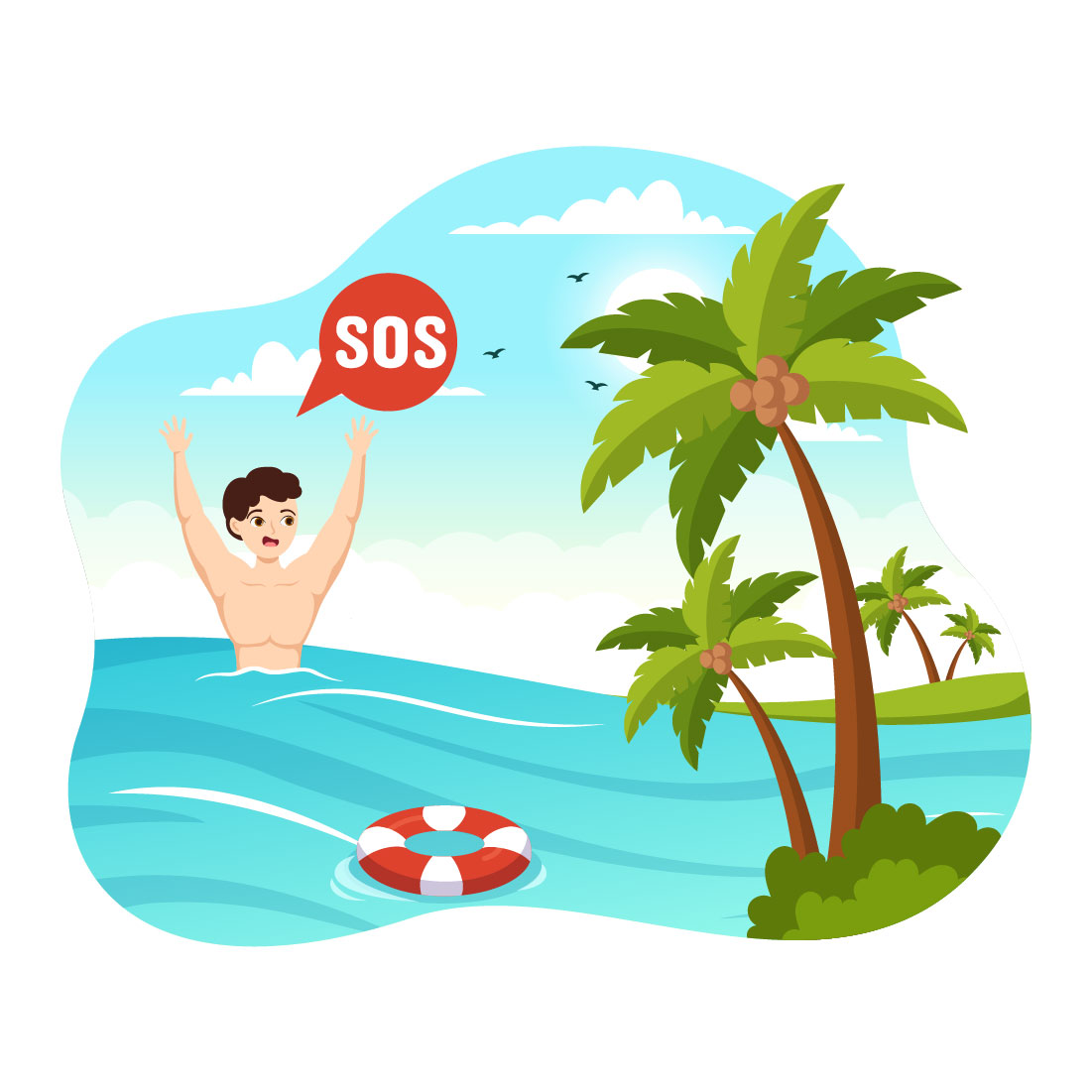 12 SOS Message Emergency Illustration preview image.